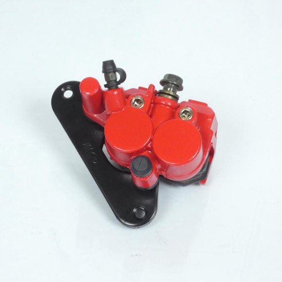 Étrier de frein P2R rouge pour scooter Sym, incluant un support de montage noir.