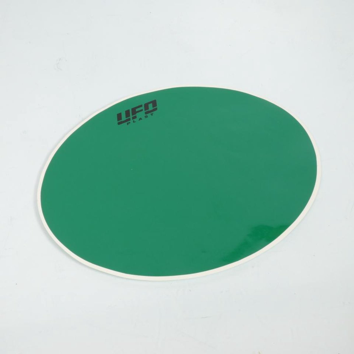 groene ufo vintage motorfiets ovale voorplaat achtergrond sticker bord