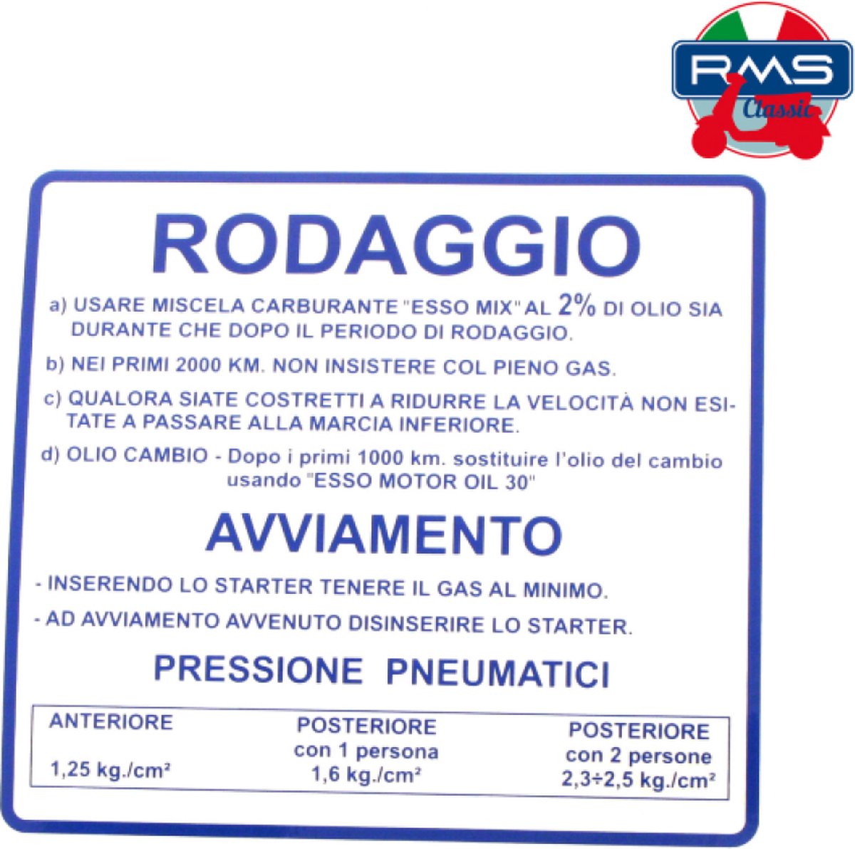 Autocollant stickers pour Scooter Piaggio 125 Vespa 1967 à 1982 Neuf