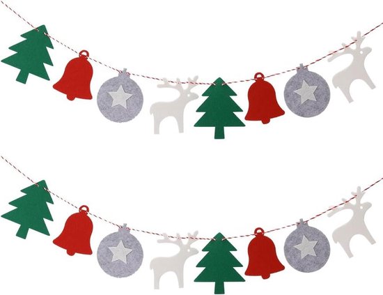 Foto: Kerst banner vlag kerstboom slinger 16 stks hangers 3m touw bal herten boom bell doek banners vlaggenlijn voor kerstboom vakantie indoor outdoor home office decoratie met content 