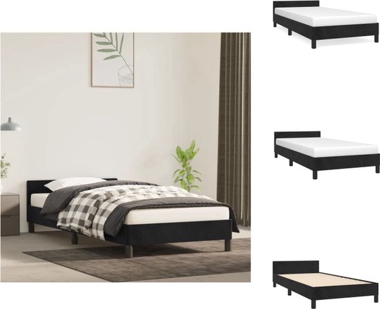 Cadre de lit vidaXL avec tête de lit - Encadrements de lit avec tête de lit - Lit - Meubles de couchage - Cadre de lit avec tête de lit sans matelas 80 x 200 cm Velours Noir