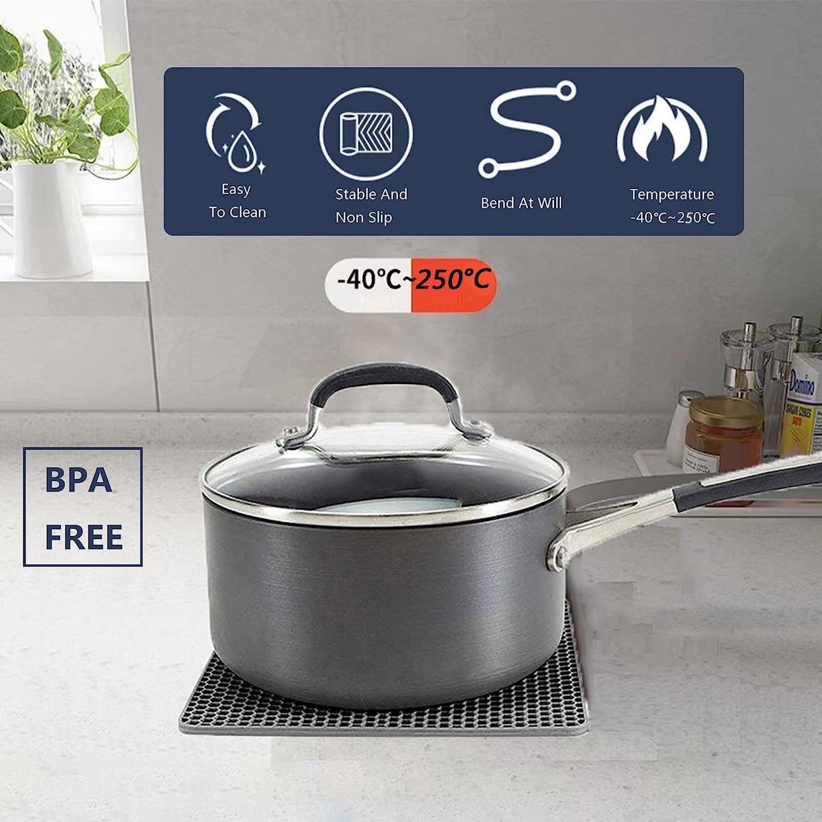 Onderzetter onderzetter pot hittebestendig silicone 8 stuks (A)