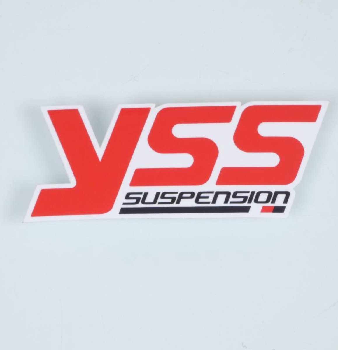 Autocollant stickers YSS Suspension rouge blanc noir pour moto 30x75mm à l'unité