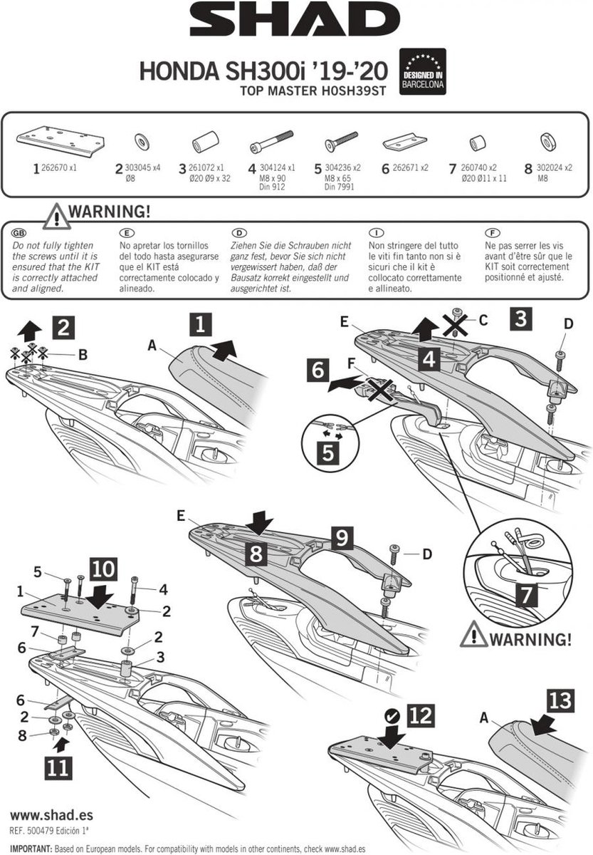 SHAD Top Master Achter Montage Honda SH 300