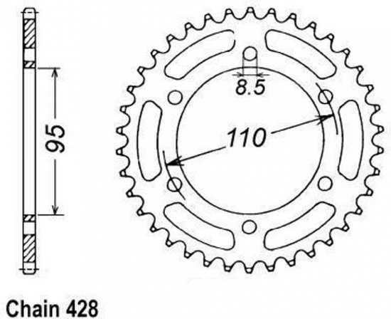 Couronne Transmission Sifam 50 Dents Pas 428 – Pour Yamaha XT 125 1982-1985, Acier Noir Robuste