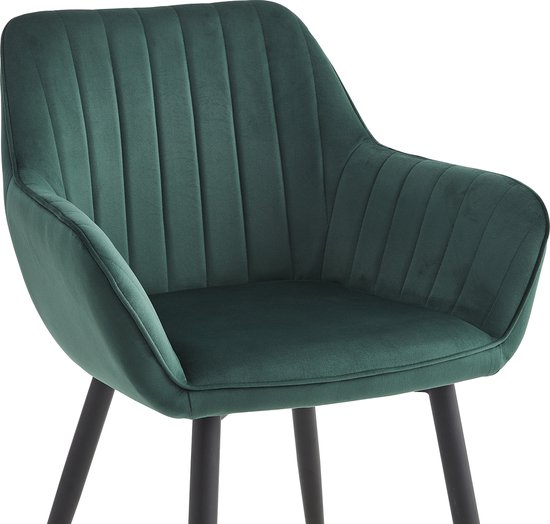 Colenis® - Chaise de salle à manger Luna - Set de 6 - Vert - Velours - Avec accoudoirs