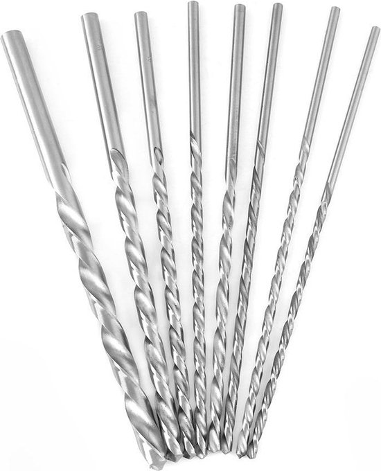 QUARKZMAN 8 mm x 300 mm twist boor x 1 st. Hogesnelheidsstaal (HSS) rechte schacht verlenging voor boren, zilverkleur QUARKZMAN 8 mm x 300 mm twist boor x 1 st. Hogesnelheidsstaal (HSS) rechte schacht verlenging voor boren, zilverkleur