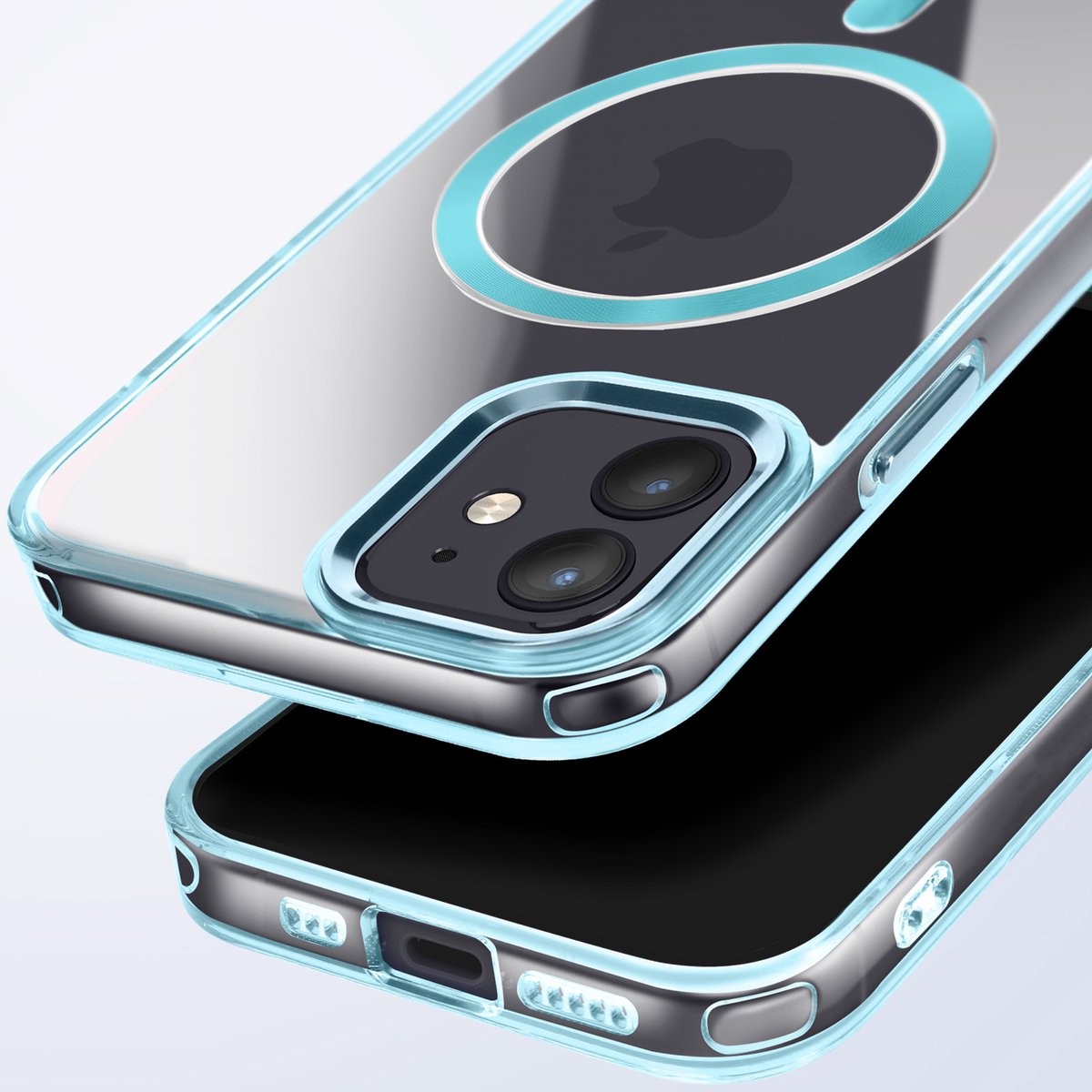 Avizar MagSafe hoesje Geschikt voor Apple iPhone 11 Crystal Color achterkant, Blauw