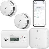 Bol.com SAVS LinkSmart Slimme bundel - 2 S10-W Rookmelders 1 C10-W Koolmonoxidemelder en G10 Base Station - Werkt via app - WiFi... aanbieding