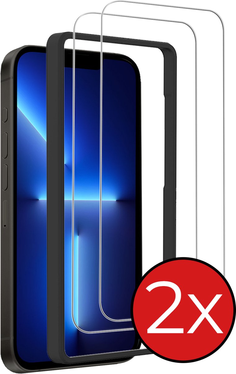 Screenprotector - 2 Stuks - Geschikt voor Apple iPhone 13 - Met Installatie Frame - Beschermglas - Gehard Glas - Tempered Glass - Screen Protector