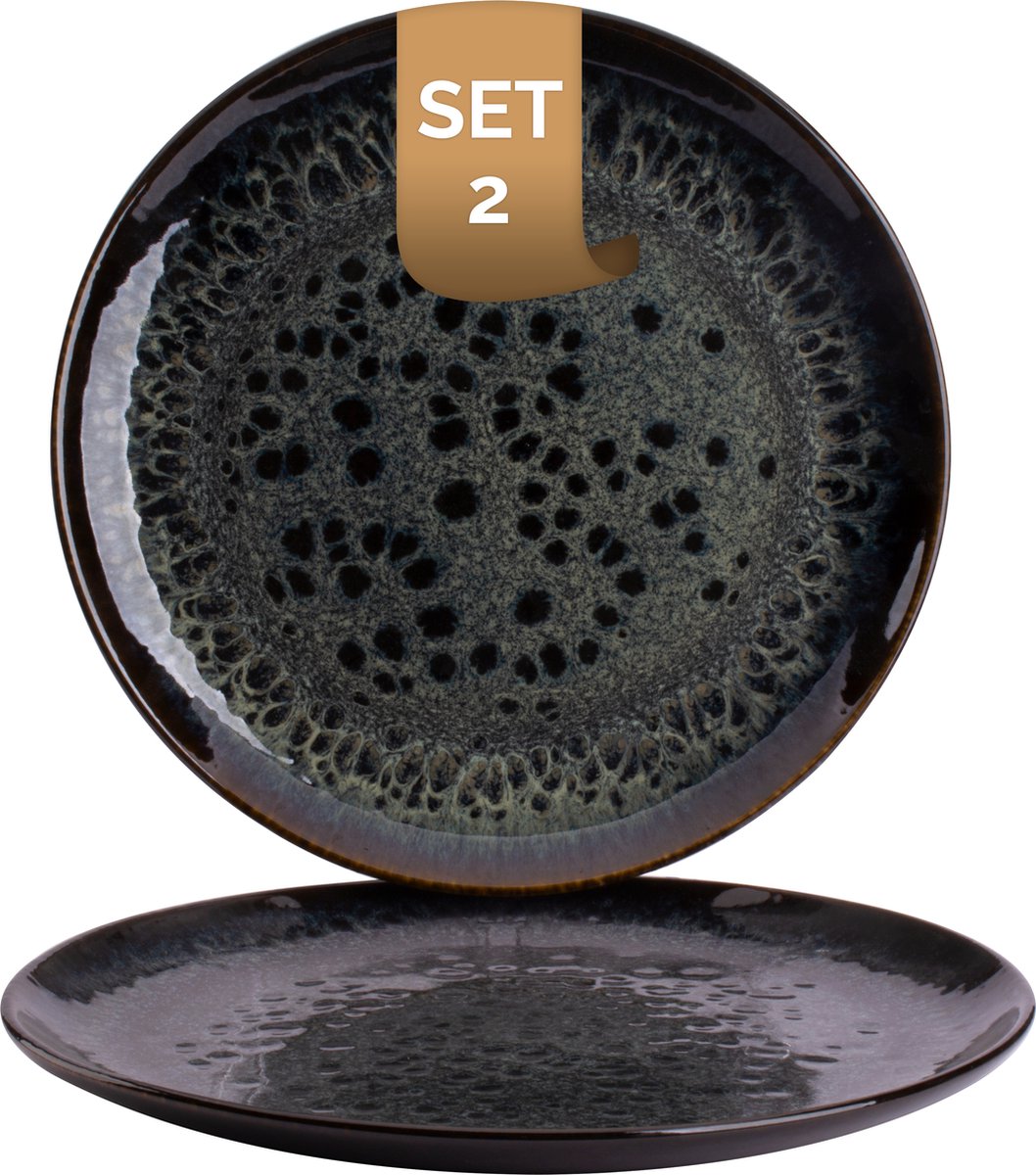Palmer - Eccentric - Bord - 2 stuks - ø 28 cm - Blauw - Stoneware - Bordenset