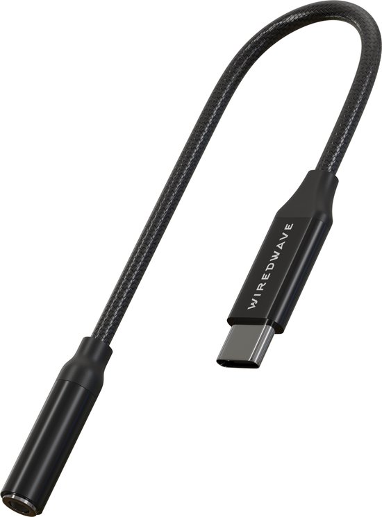 Wiredwave - Aux Kabel: USB-C naar Jack 3.5MM - Premium Geluid - Aluminium - Compatibel met Samsung en Iphone - Zwart