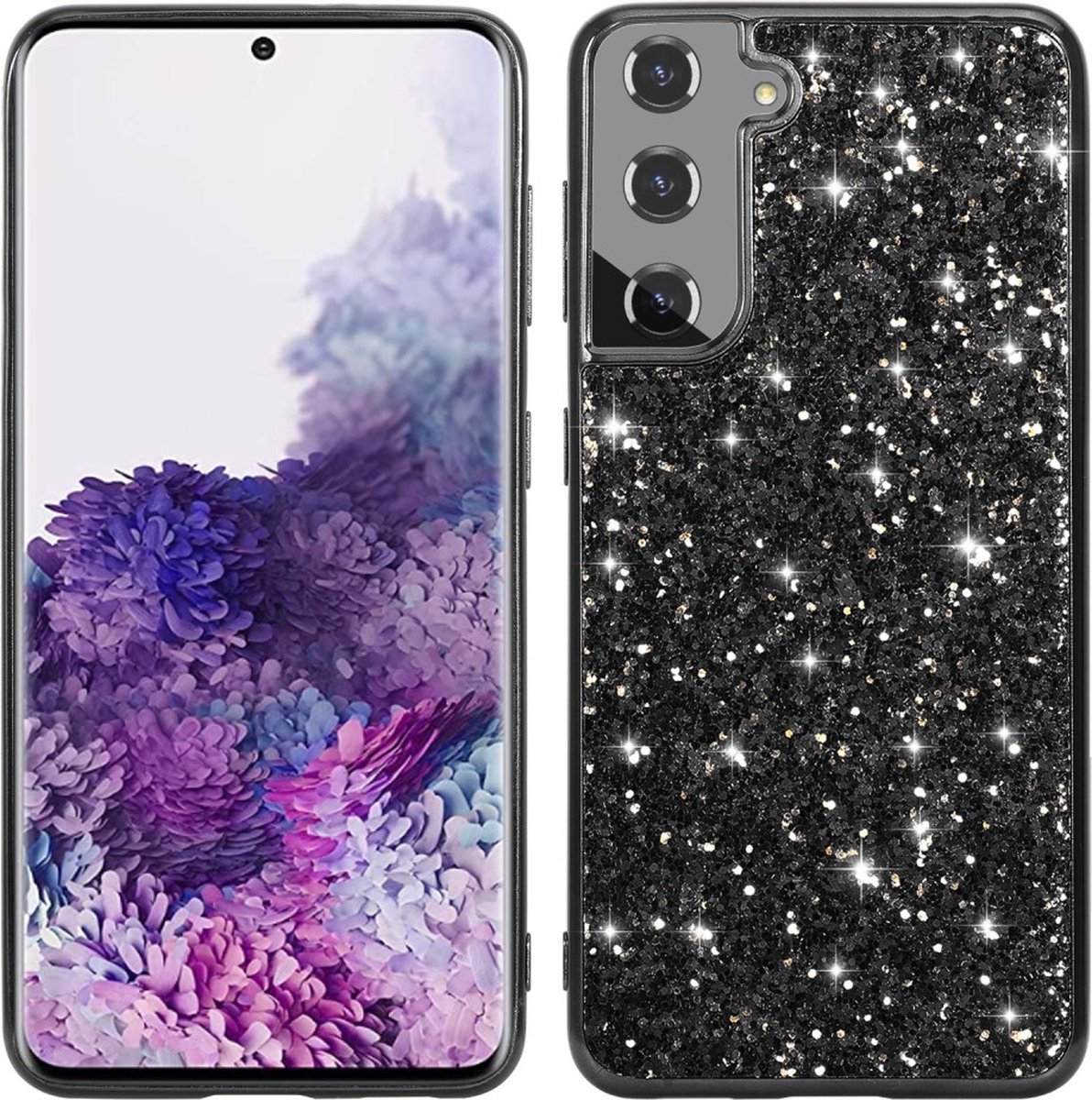 Coverup Hoesje - Geschikt voor Samsung Galaxy S24 Plus Hoesje - Coverup Glitter Back Cover - Zwart