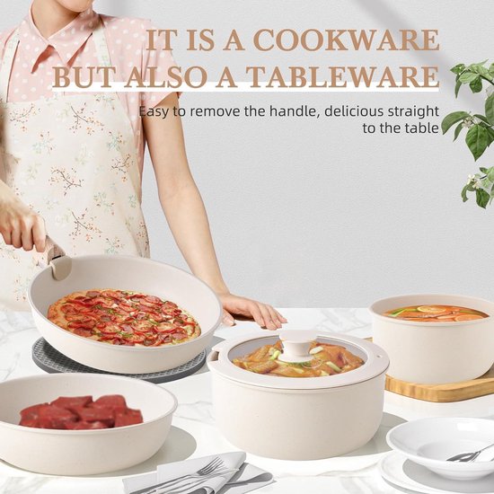 Inert Cookware Induction Non-stick Granite Cookware Set with Lids PFOA-Free Space ...