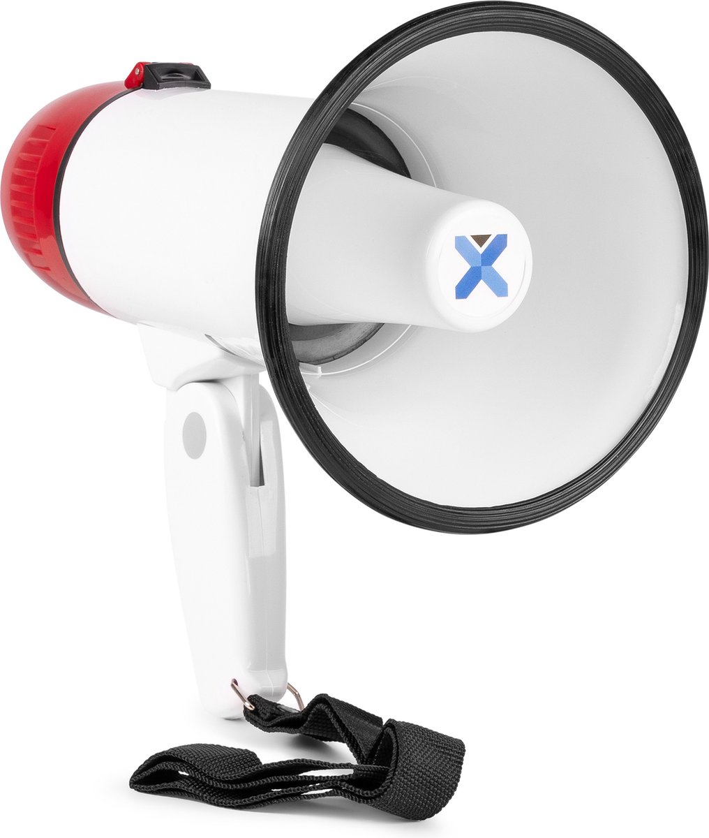 Megafoon met sirene en opnamefunctie - Vonyx MEG018 Megafoon - Goedkope megafoon - 18W - Wit