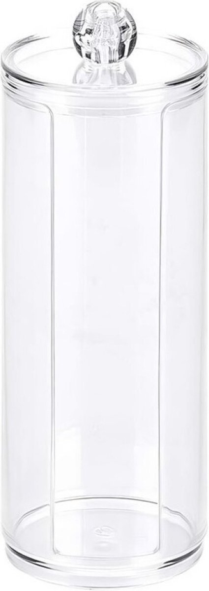 Concorde Wattenschijfjes houder - kunststof - D7 x H19 cm - watten dispenser transparant