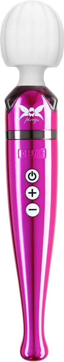 Pixey DeLuxe - Pink Chrome Edition - Oplaadbare Wand Vibrator - de krachtigste die er is