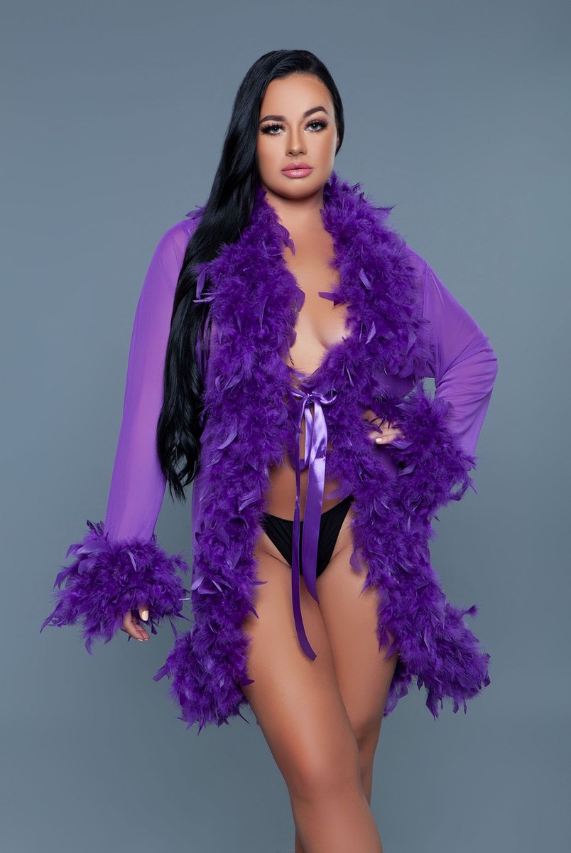 Goedkoopste Be Wicked - Lux - Robe met Veren - Paars - One Size