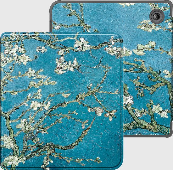 Lunso Geschikt voor Kobo Libra Colour hoes (7 inch) - sleepcover - Van Gogh Amandelbloesem van Lunso — afbeelding 4