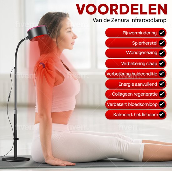 Infraroodlamp, 150 W, rode lichtlamp, warmtelamp met timer en instelbare temperatuur, rode lichtlamp, therapie voor gezicht en lichaam, dieptewarmte tegen spiervermoeidheid, instelbare hoek