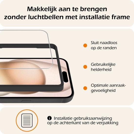 Screenprotector - 2 Stuks - Geschikt voor Apple iPhone 15 Plus - Met Installatie Frame - Gehard Glas - Beschermglas - Tempered Glass - Screen Protector