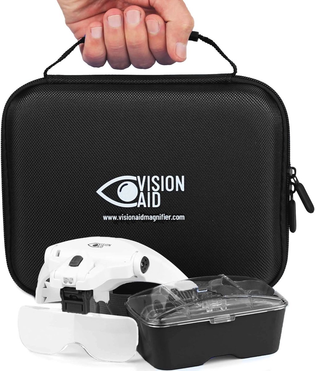 Vergrootglazen met licht voor nauwkeurig werk - handsfree en verstelbare magnifier met opbergtas