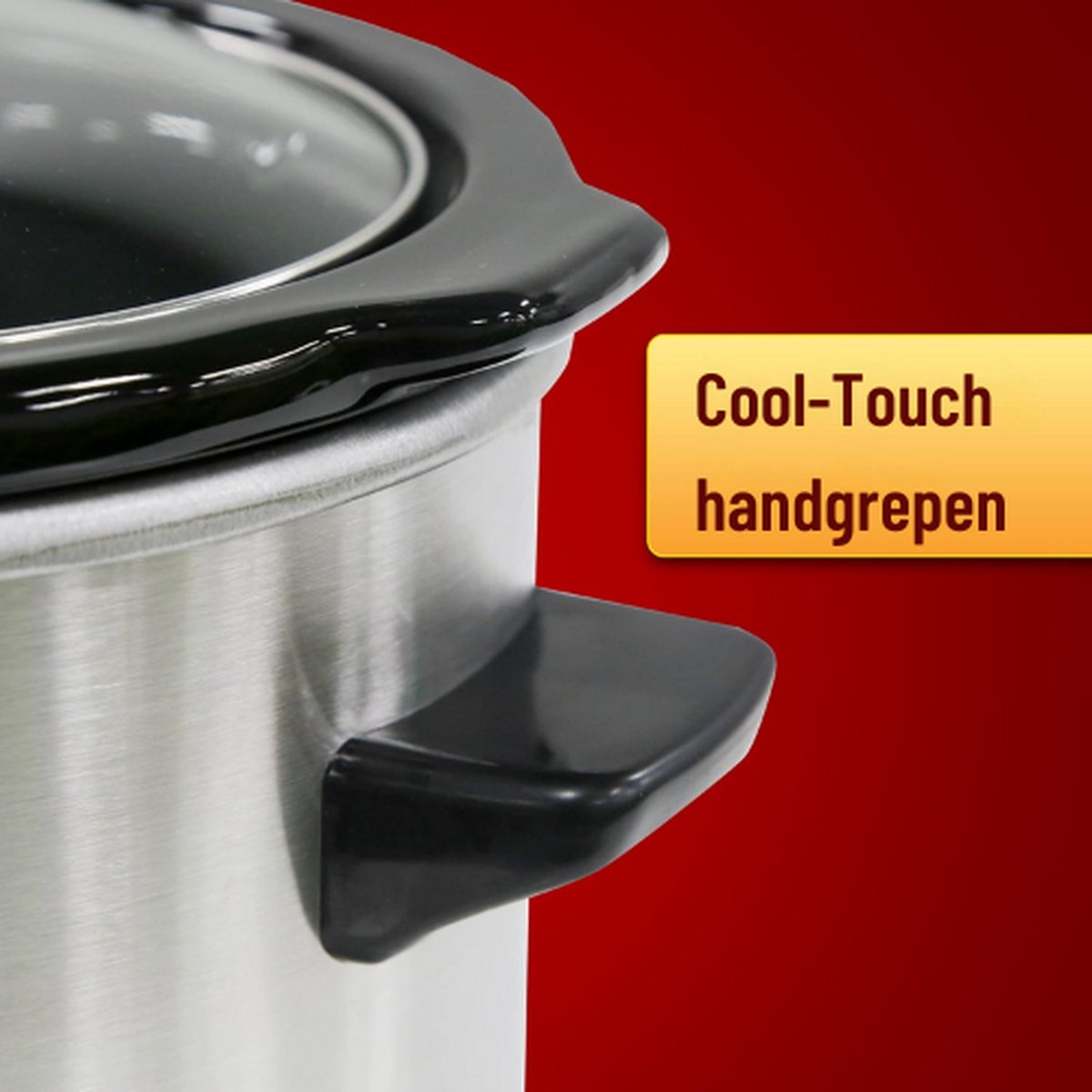 Afbeelding 2 van Slowcooker - Slowcookers - Kooktoestel - Vaatwasmachinebestendig - 220V - Instelbare Temperatuurfunctie - Transparante Deksel - Schoonmaakfunctie - Energiebesparende Functie - Met Warmhoudfunctie - Cool Touch Handgrepen - Afneembare Stenen Pot