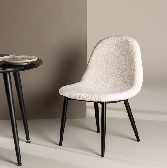 Nest living Thor Kinderstoel Wit - Teddystof - met Zwarte Poten - Voor Speelkamer - Stoeltje voor Kinderen - Kindermeubels - Teddystoel van Nest living — afbeelding 4