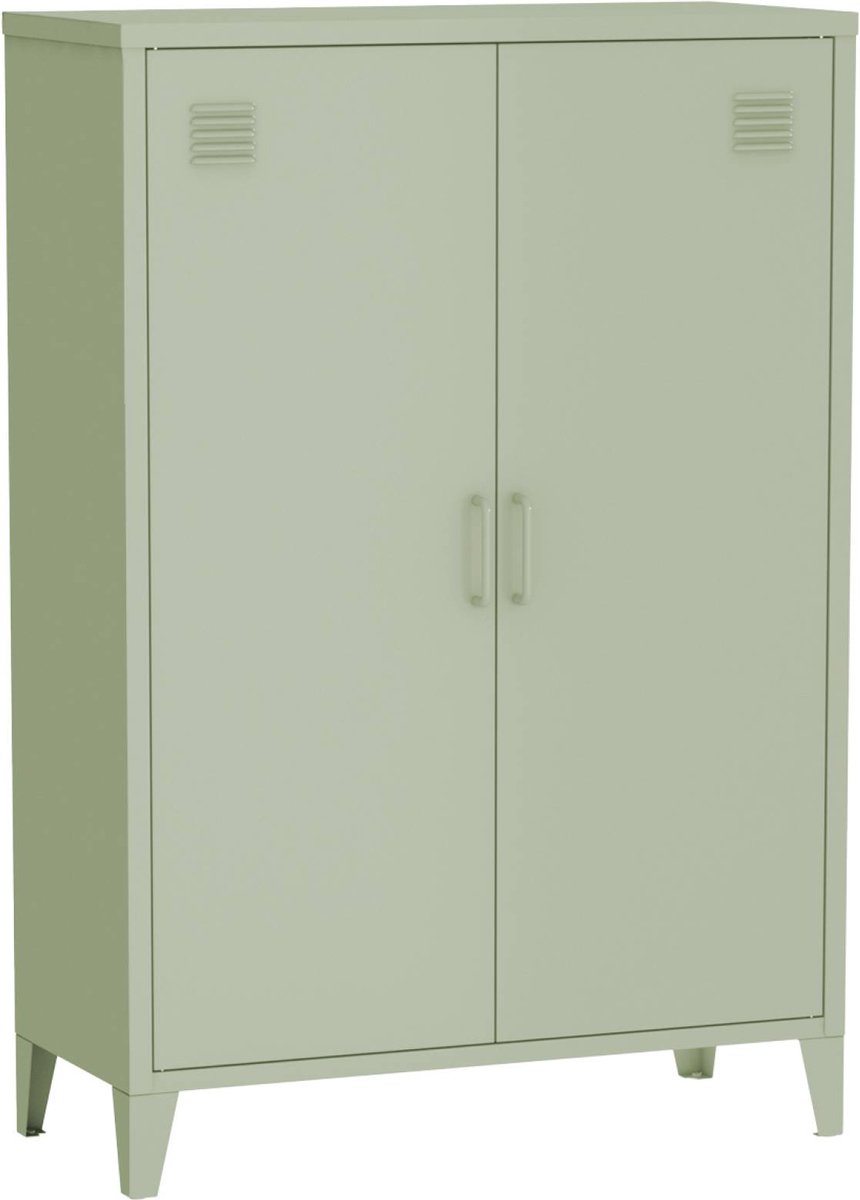 sweeek - Industriële metalen kast 2 vakken 2 deuren 75cm - soho