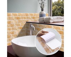 Plaktegels Baksteenpatroon – Tegelstickers Set van 12 – 15×30 cm – Waterdicht – Voor Keuken & Badkamer – Geel