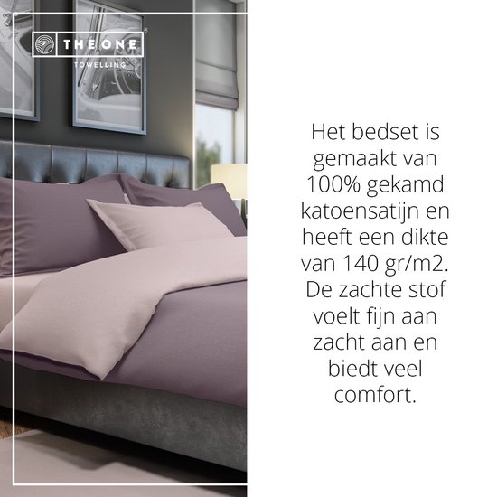 Ensemble de lit en 100% satin de coton peigné, 140 g/m². Tissu doux pour un confort agréable.