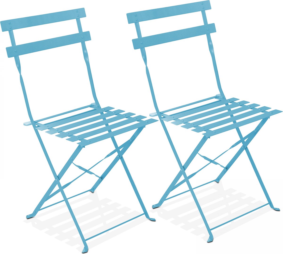 Oviala - Set van 2 opvouwbare stalen stoelen in blauw - Rome