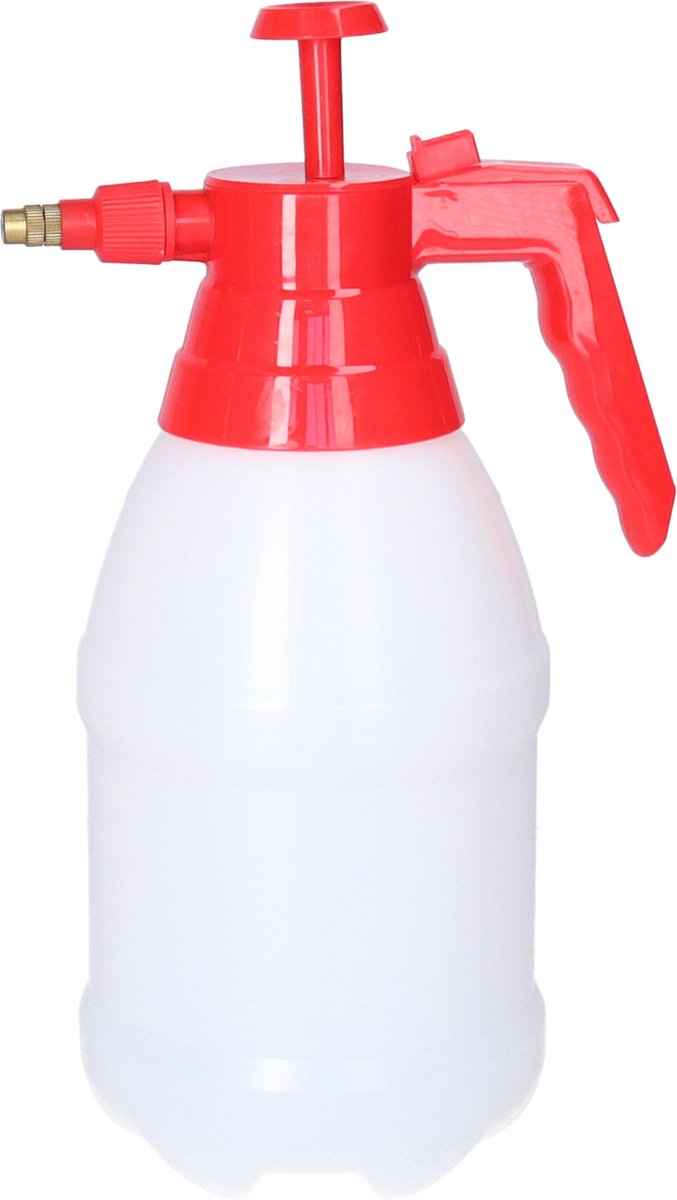CM Plantenspuit met hoge druk sproeier/vernevelaar - kunststof - 1.5 liter - rood/wit - 30 cm - binnen/buiten