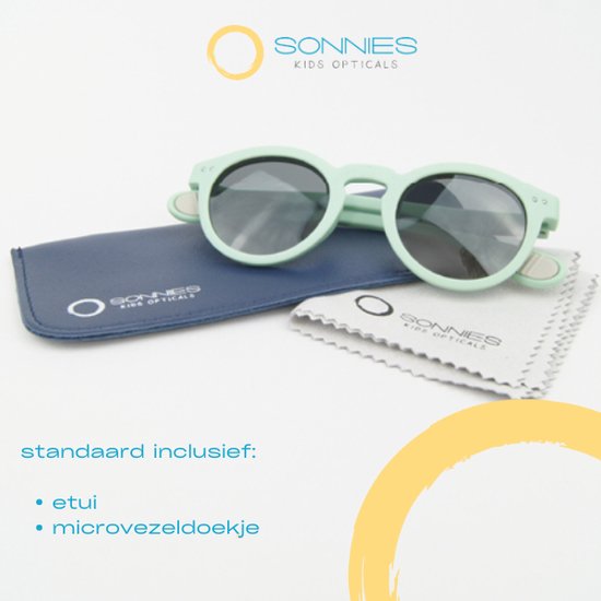 Sonnies - Kinderzonnebril Lucca Tè Verde - Leeftijd 5-7 jaar - gepolariseerde glazen voorzien van UV400 bescherming - lichtgewicht frame - buigzaam en flexibel - jongens en meisjes - kinder zonnebril - kleur lichtgroen van Sonnies — afbeelding 5