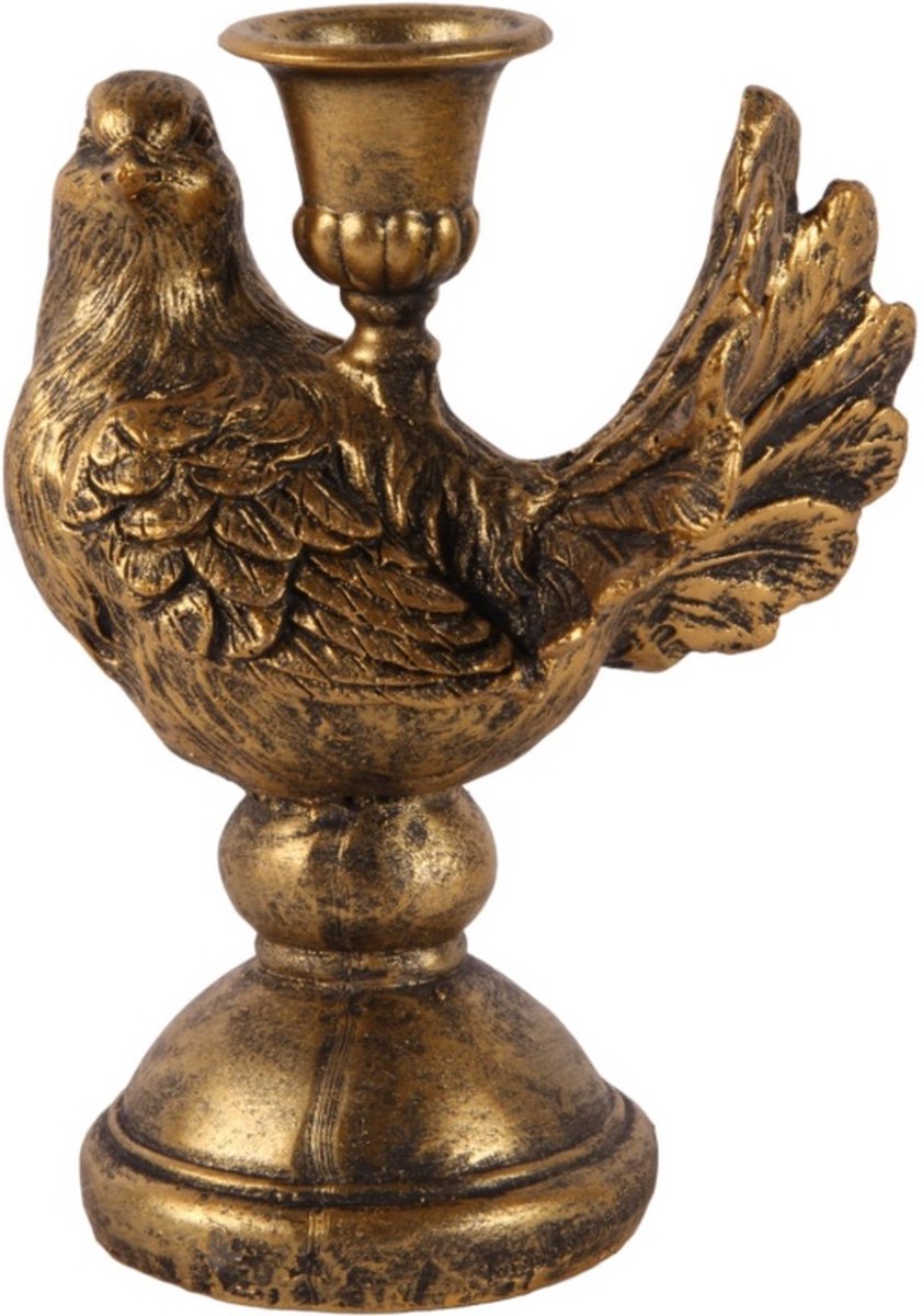 Baroque Kandelaar - Kandelaar Vogel 17 cm - Goud - Resin - 17X11X8 - Polyresin Gold