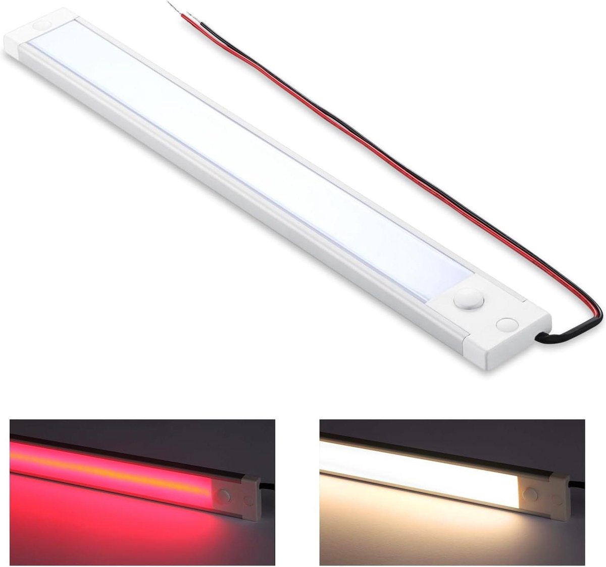 12V LED Strip Verlichting - Dimbaar - Interieur Lichtbalk - 45W 470LM - Universeel - Onder Kabinet - Campervan Bus Caravan Boot - met Schakelaar&Rood nachtlampje - 3000K -