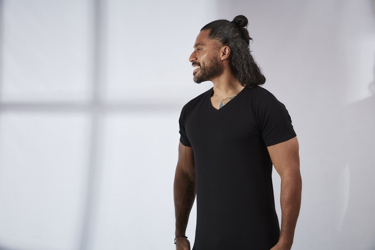 V-nus Stretch Regular V-hals Zwart 2-pack