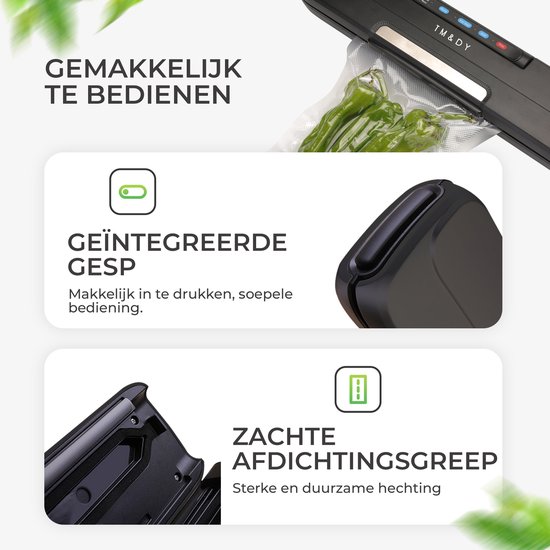 TM&DY Vacuümmachine - Vacumeermachine - Droog & Nat Voedsel - Foodsaver - Seal Apparaat - Vacuüm Sealer - incl. 20st Vacuumzakken