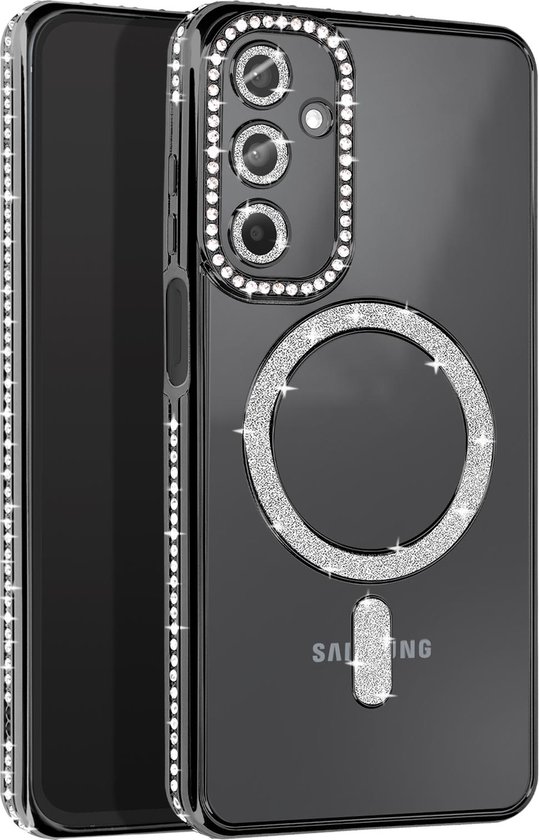 Coque Avizar Diamond pour Samsung Galaxy A15 MagSafe avec strass, Zwart