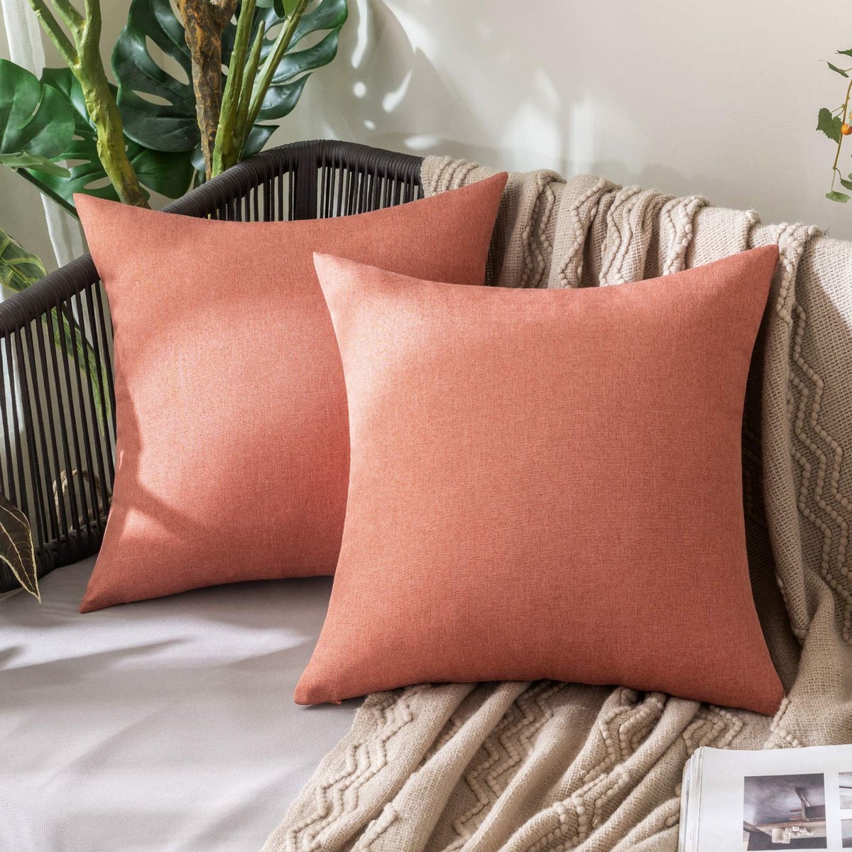 Goodivery ® Kleurrijke Waterbestendige Kussenhoezen voor Binnen en Buiten, Set van 2, 60 x 60 cm