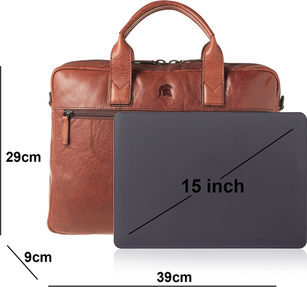 Pylos59 Laptoptas / Werktas - - 15.6 inch - Leer - Brenton - Cognac