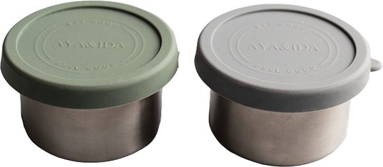AYA & IDA - Contenant Snack - 100ml - Gris Foncé / Vert Tropical