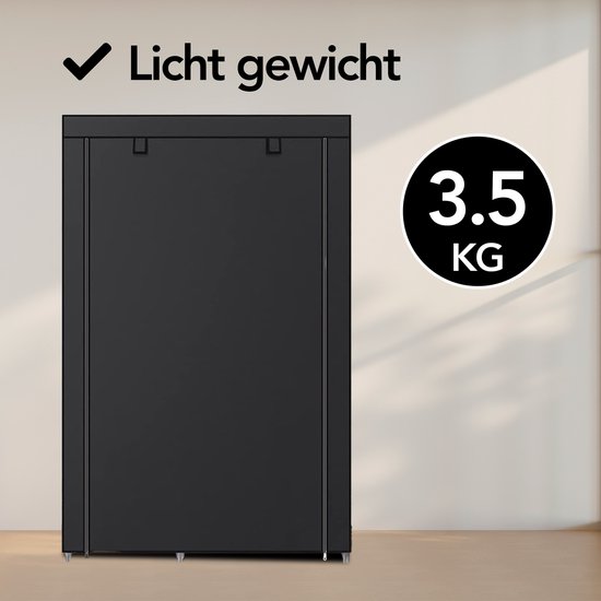 Brixy Kledingkast - Garderobekast - Kleerkast - Opvouwbaar - Stoffen Vouwkast - Campingkast - 88 x 45 x 168 cm - Zwart