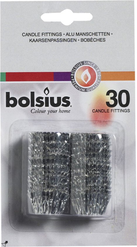 Bolsius s'adapte - 30 cales argentées - convient aux bougies de dîner