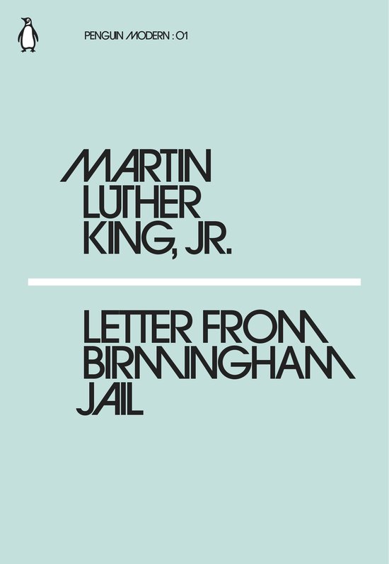 Couverture de livre : "Martin Luther King, Jr. Letter From Birmingham Jail" sur fond bleu clair avec logo Penguin.