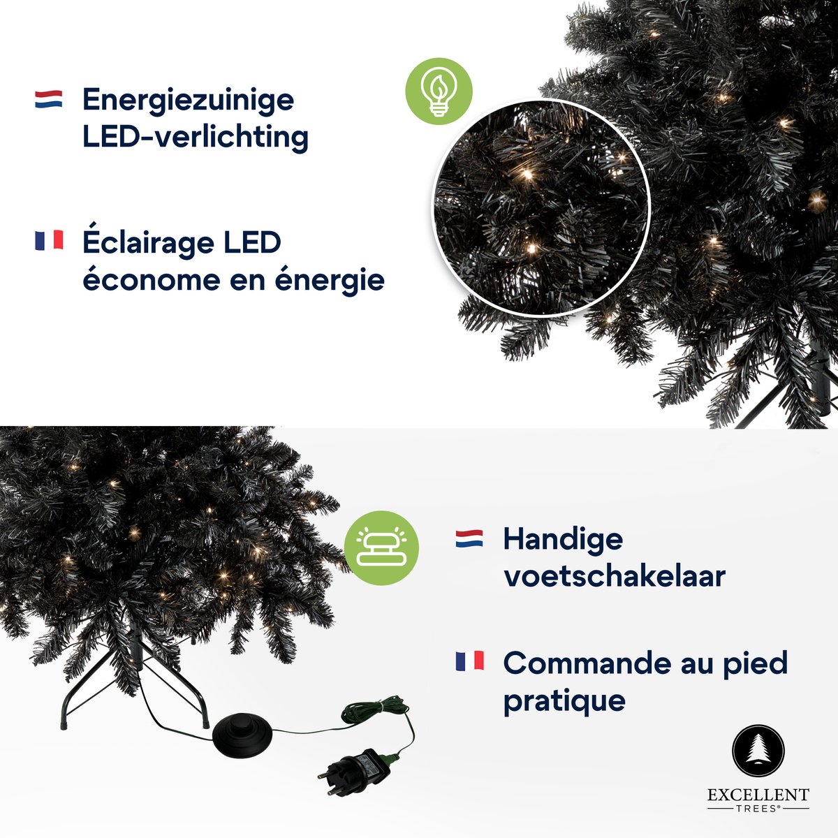 Excellent Trees® Stavanger Black 180 cm -Zwarte Kerstboom met Verlichting - gratis Opbergtas t.w.v. € 27.50 – foto 5