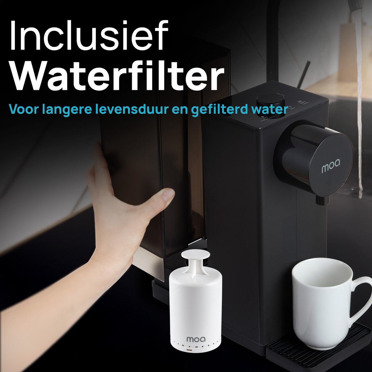MOA Heetwaterdispenser 2L met Temperatuurregeling - Instant Waterkoker - BPA en PFAS Vrij - 20-100°C - Heetwatertap - Melkfunctie - BPA-vrij - Zwart — afbeelding 6