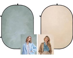 Goodivery ® Professionele Opvouwbare Achtergrond voor Fotografie en Online Vergaderingen, 1.5 x 2 m, Beige/Lichtgroen