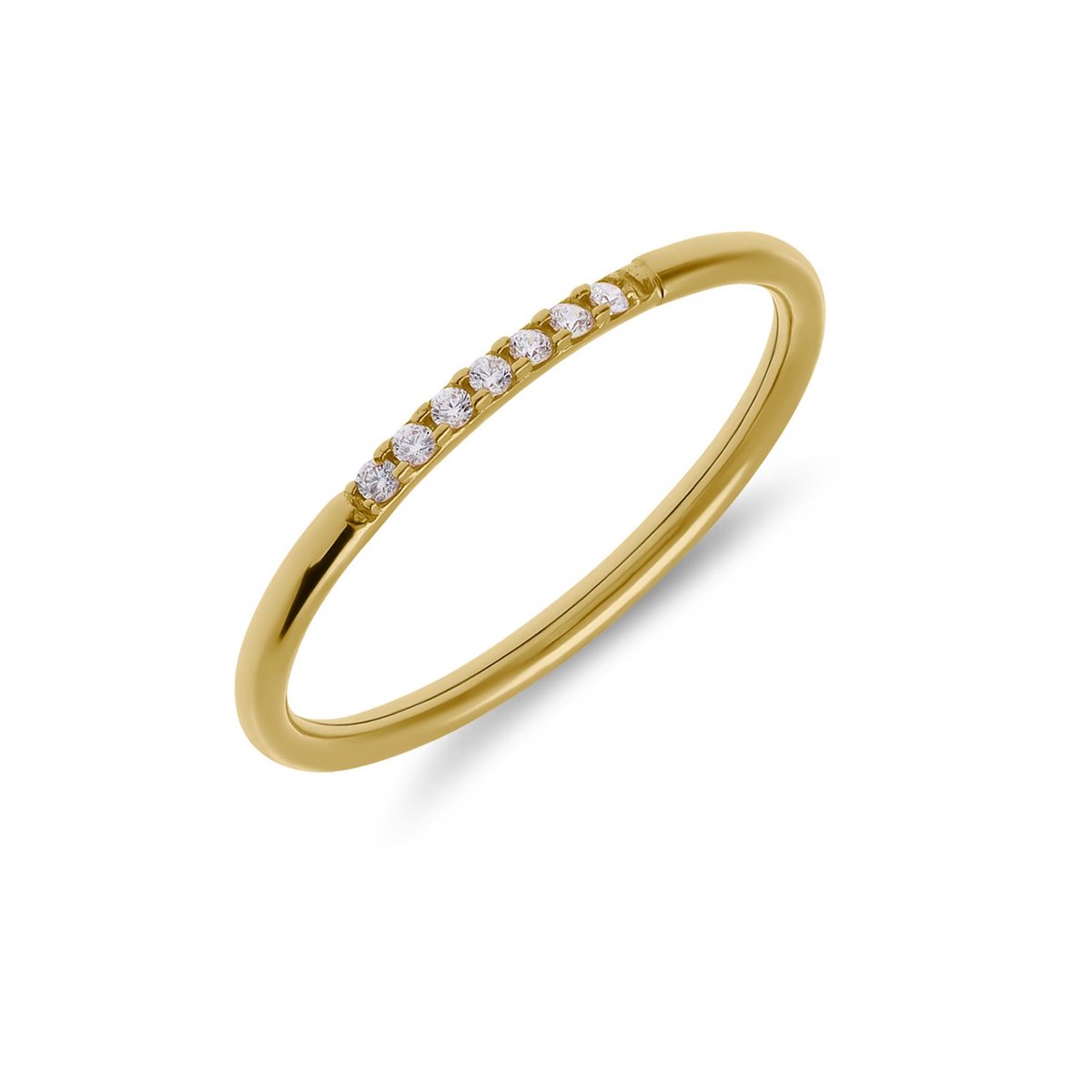 Lucardi Dames 9 karaat rijring met zirkonia - Ring - 9 Karaat - Goudkleurig - 15.50 / 49 mm
