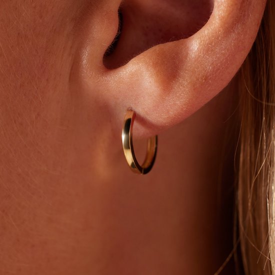 Lucardi Boucles d'oreilles femme en or jaune 14 carats 13 mm - Boucles d'oreilles - Or 14 carats - Or